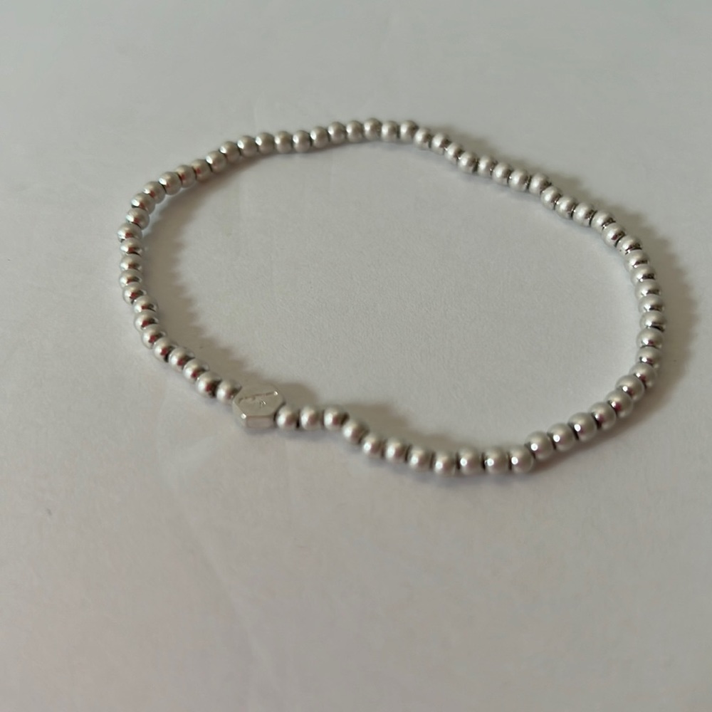 Scout Bracelet Silver Tone Beads Small Stretch